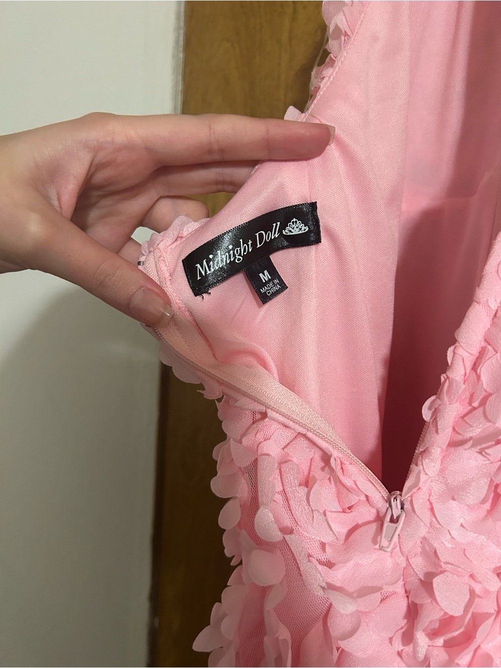 Pink Textured Halter Mini Dress - Picture 4 of 4
